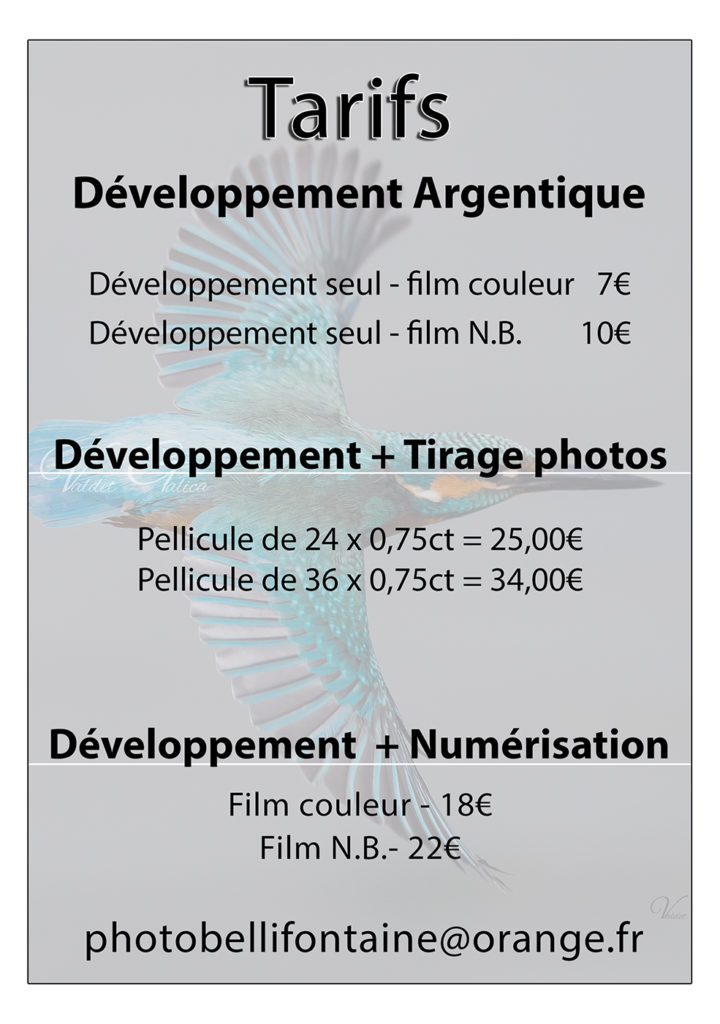 tarifs photos argentique